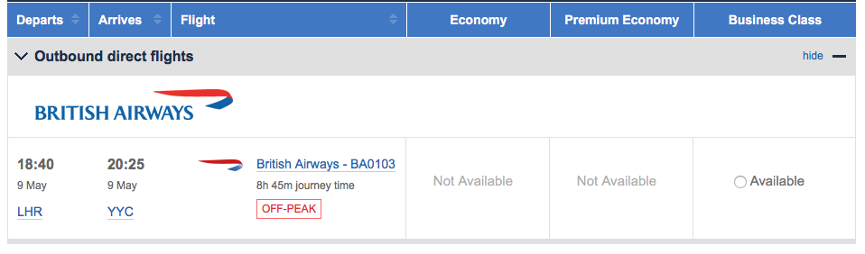 British Airways Seat Assignments