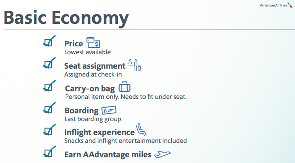 carry on luggage american airlines basic economy