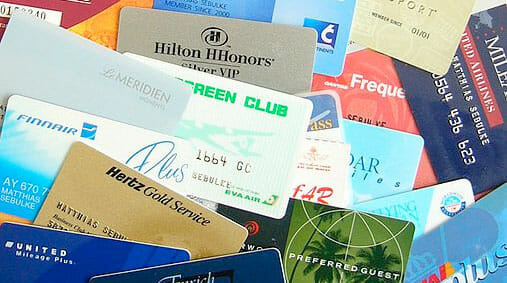 a close-up of several credit cards