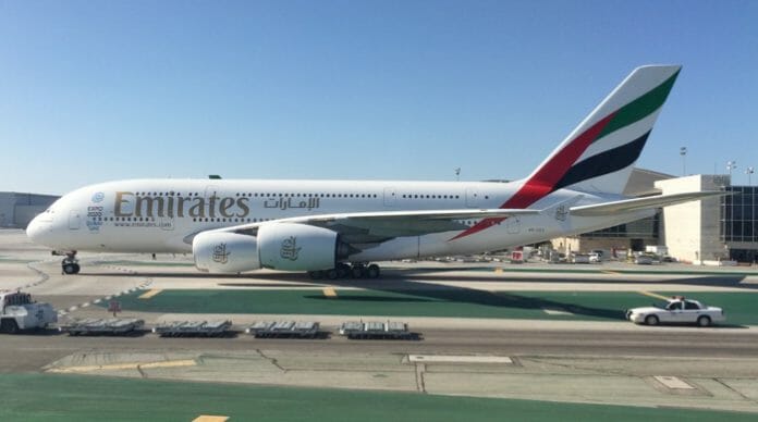 Emirates A380 at LAX