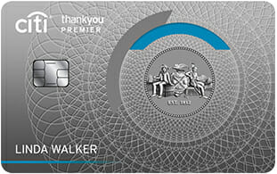 a grey and blue credit card