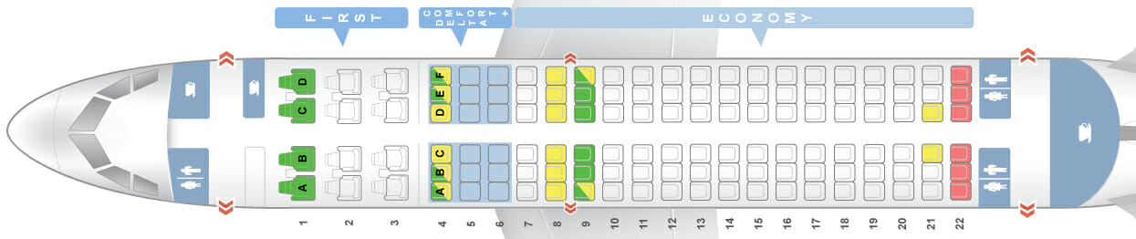 Delta Airbus A319 Seat Map