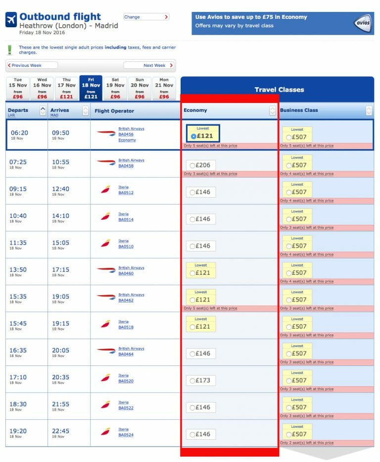 british airways flight allowance