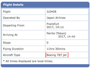 a screenshot of a flight details