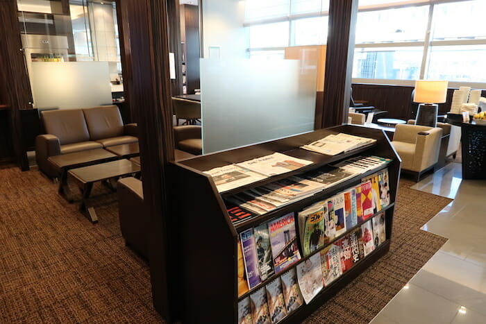 a shelf with magazines on it