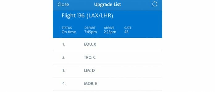a screenshot of a flight list
