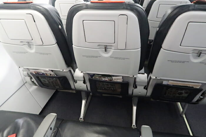 a row of seats in an airplane