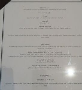 a menu on a table