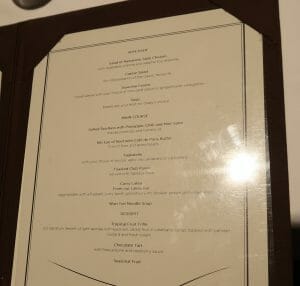 a menu on a table