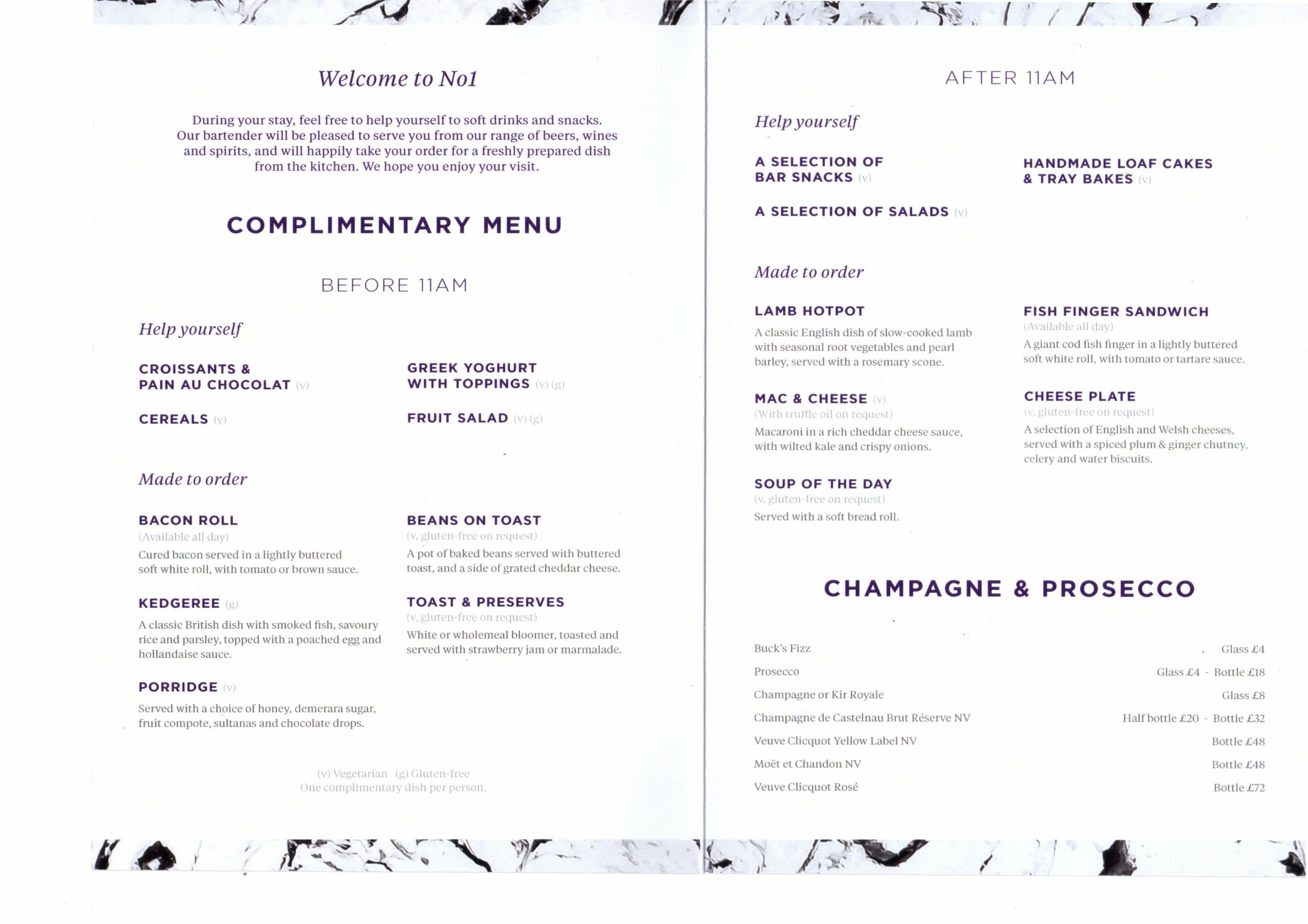 a menu with text on it