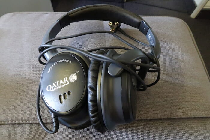 a pair of headphones on a couch