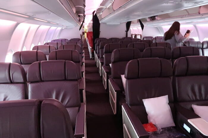 a row of seats in an airplane