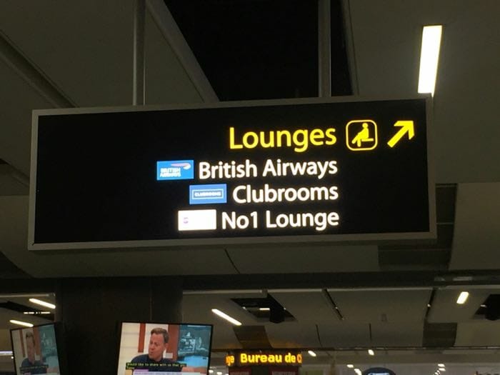 a sign in an airport