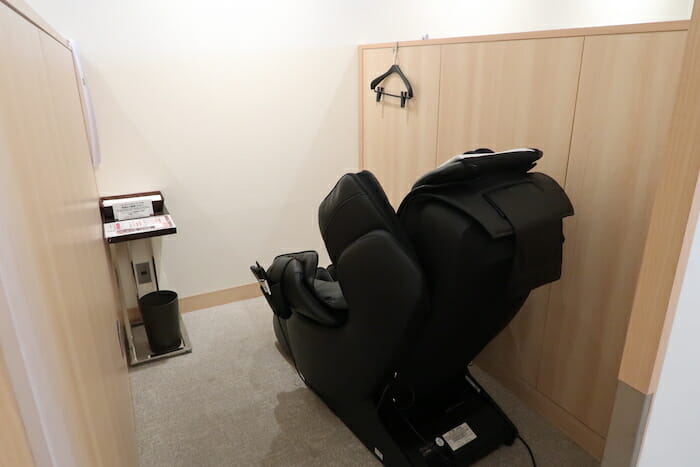 a massage chair in a room