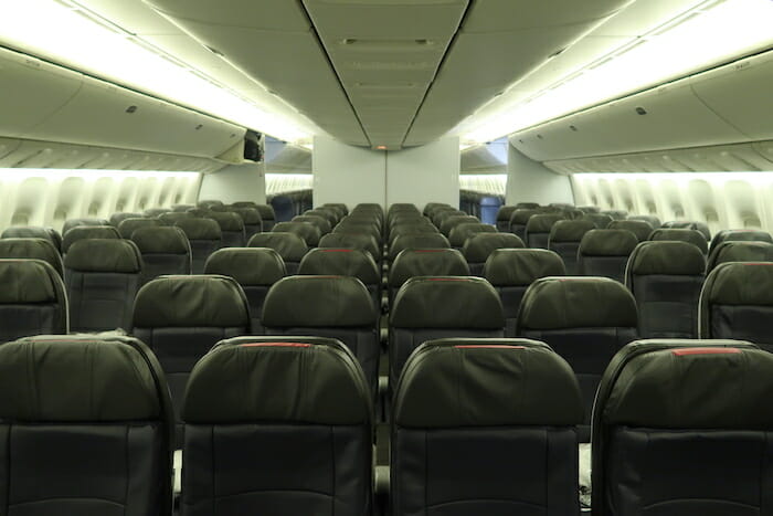 a row of seats in an airplane