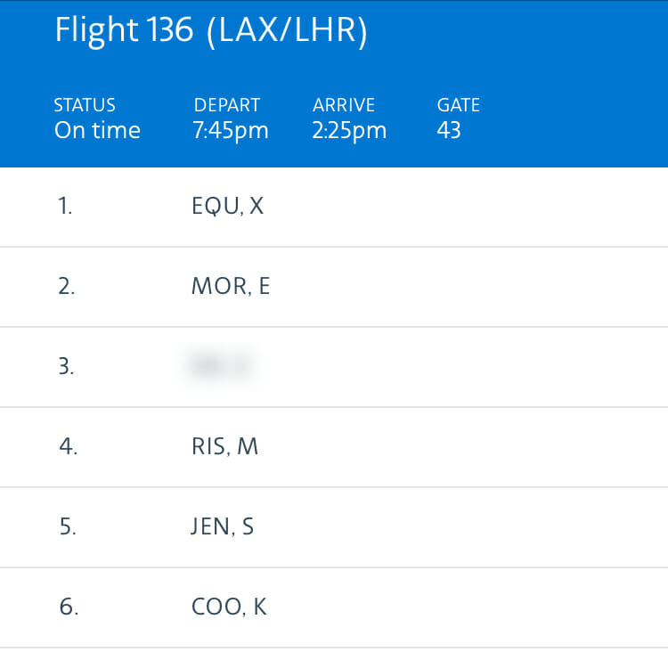 a screenshot of a flight schedule