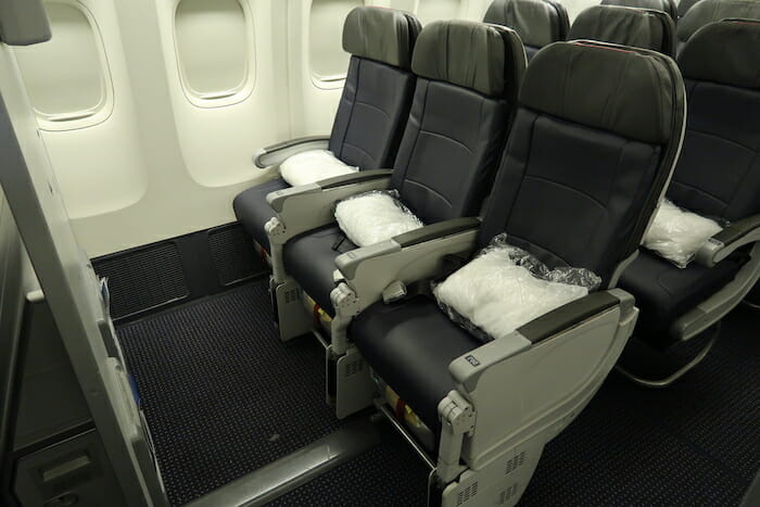 a row of seats in an airplane