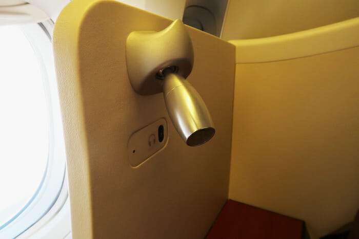 a door handle on a plane