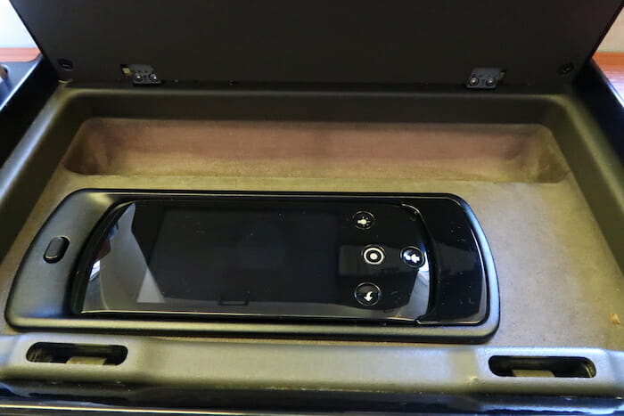 a black electronic device in a case