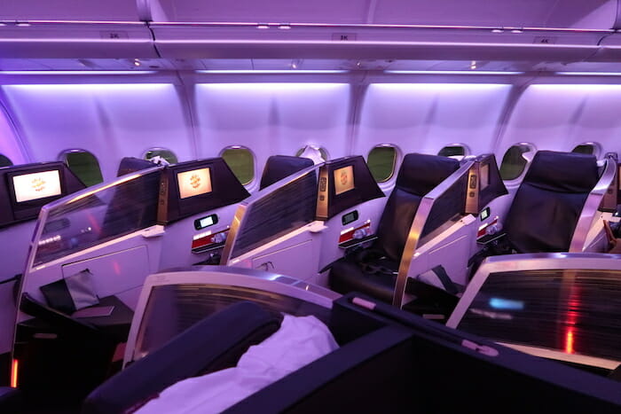 a row of seats in a plane