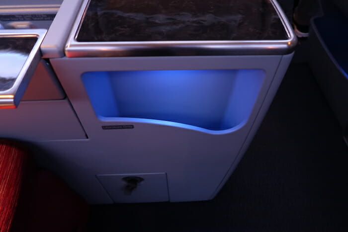 a white box with a blue light