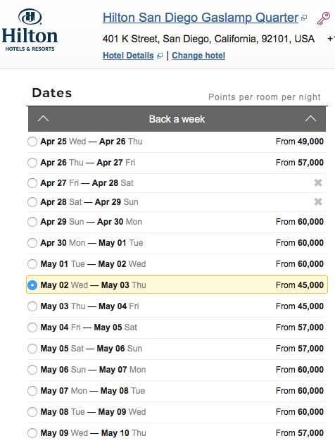 a screenshot of a hotel schedule