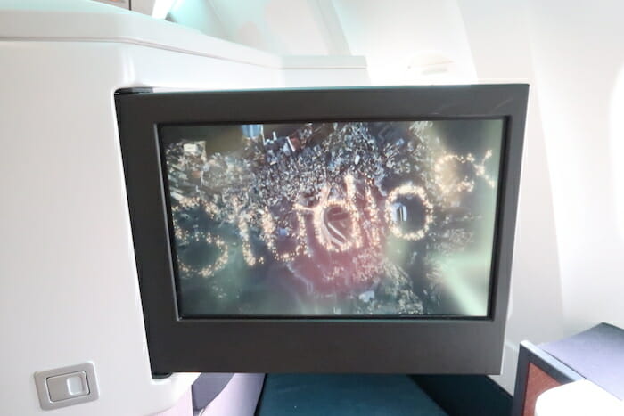 a screen on an airplane