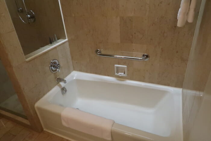 a bathtub in a bathroom