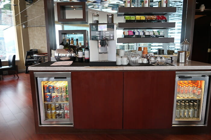 a coffee machine and beverage cooler