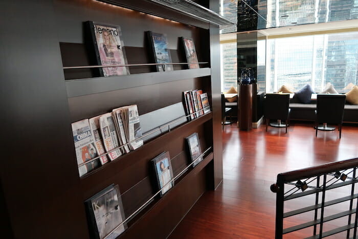 a shelf with magazines on it