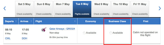 a screenshot of a flight schedule