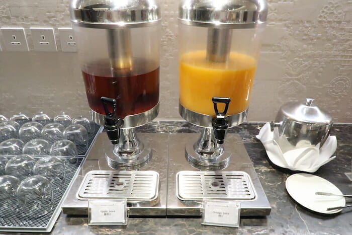 a beverage dispenser with two juices