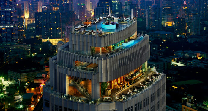 a building with a rooftop bar