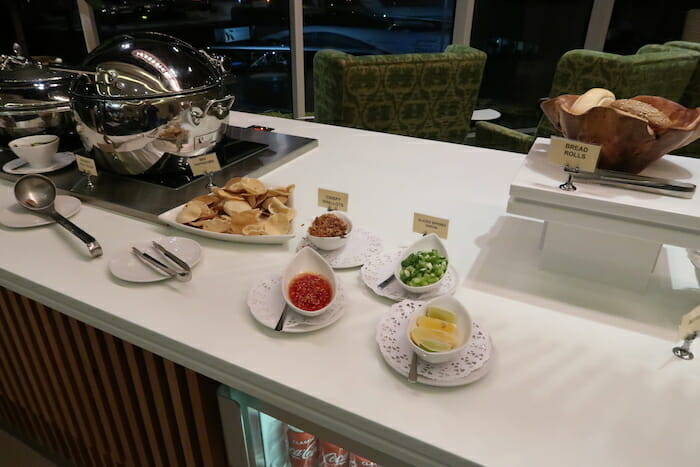 a buffet table with food on plates