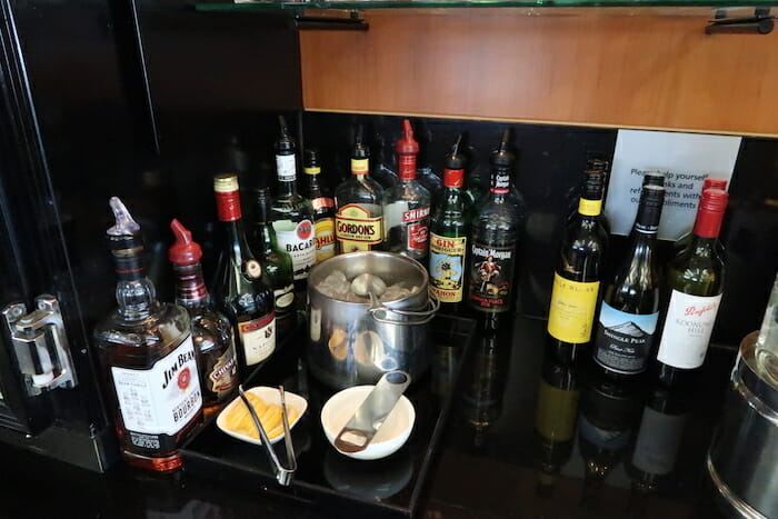 a group of bottles of alcohol on a counter