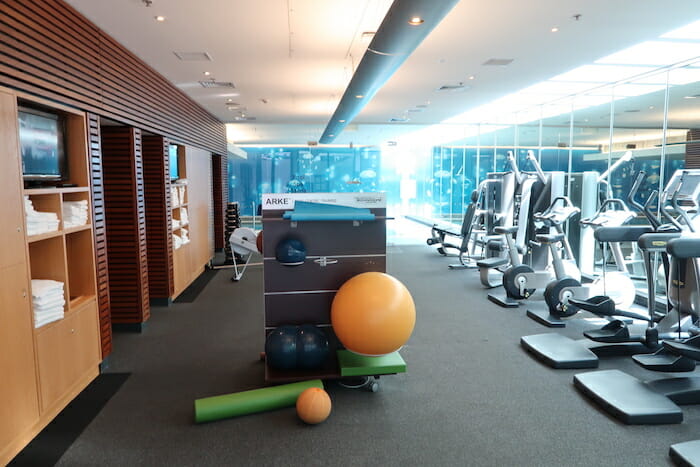 a room with exercise equipment