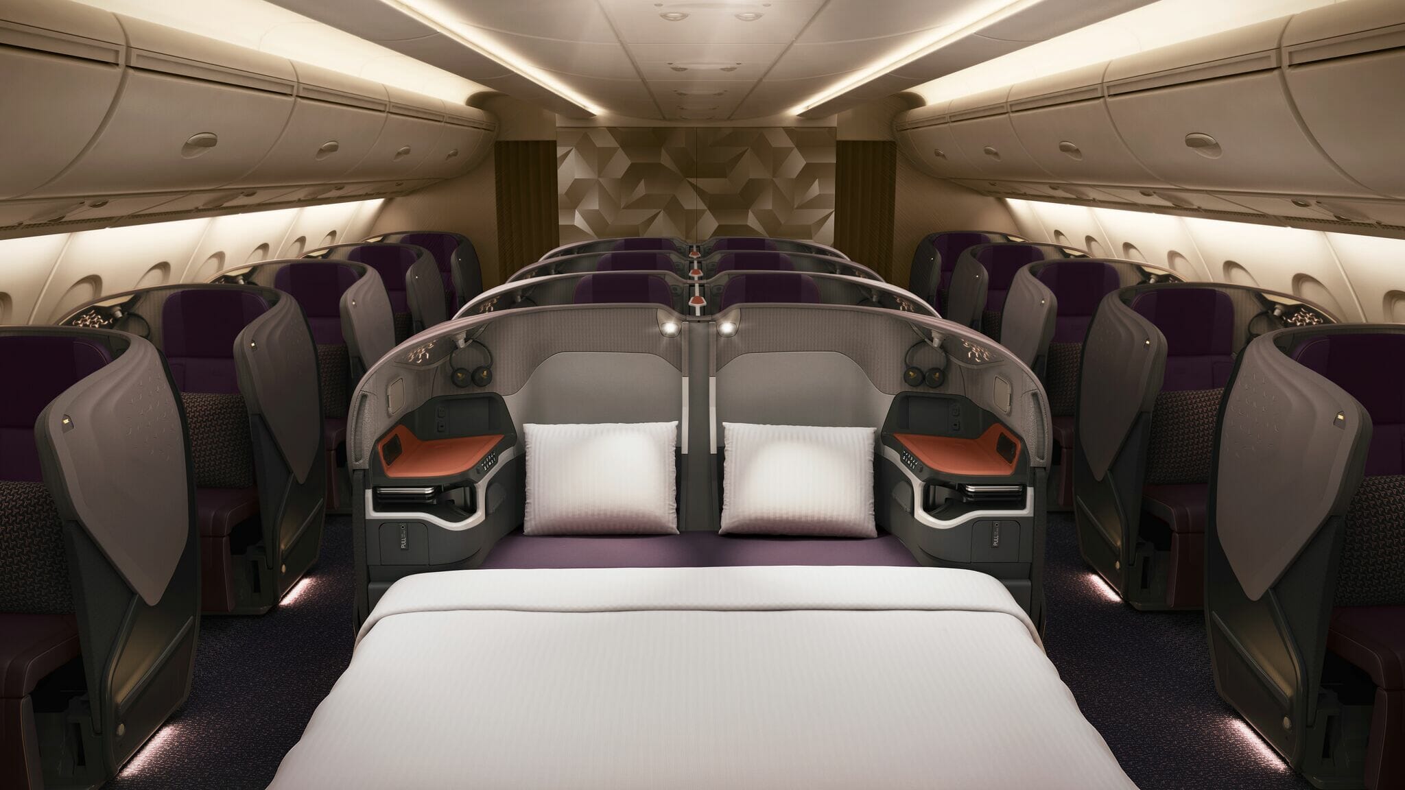 a bed in a plane