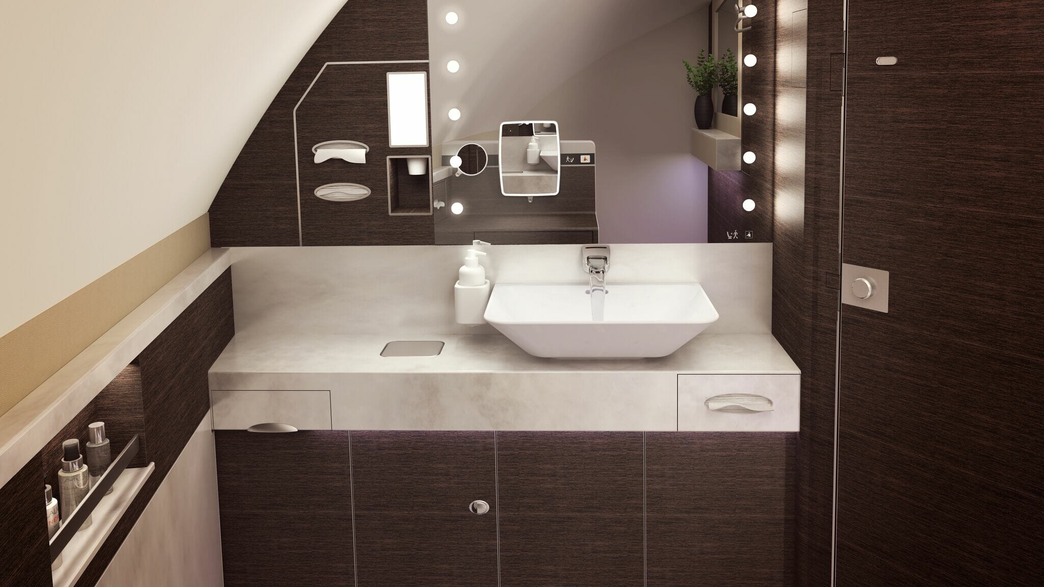 a bathroom with a sink and mirror