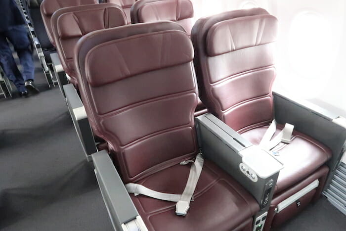 a row of seats in an airplane