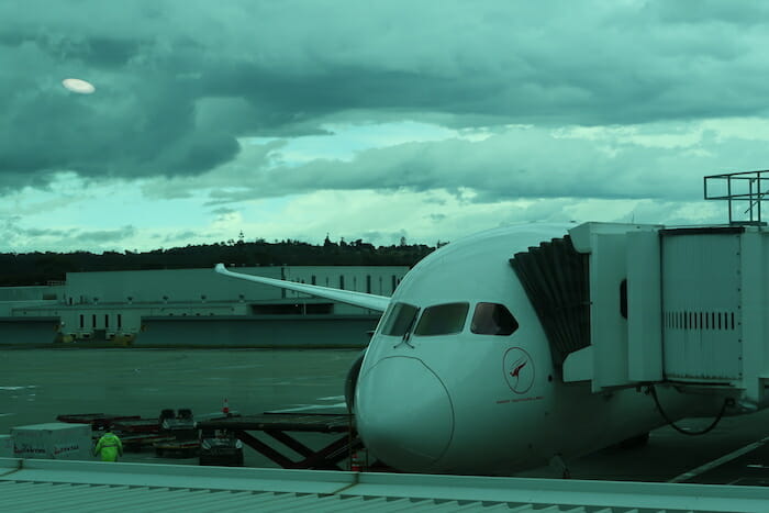 a plane parked at an airport