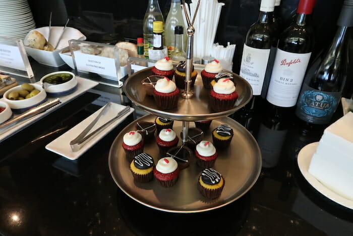 a tray of cupcakes on a table