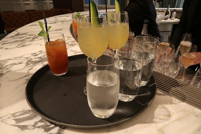 a tray of drinks on a table