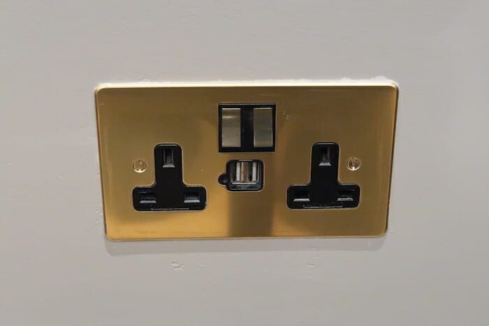 a gold and black outlet