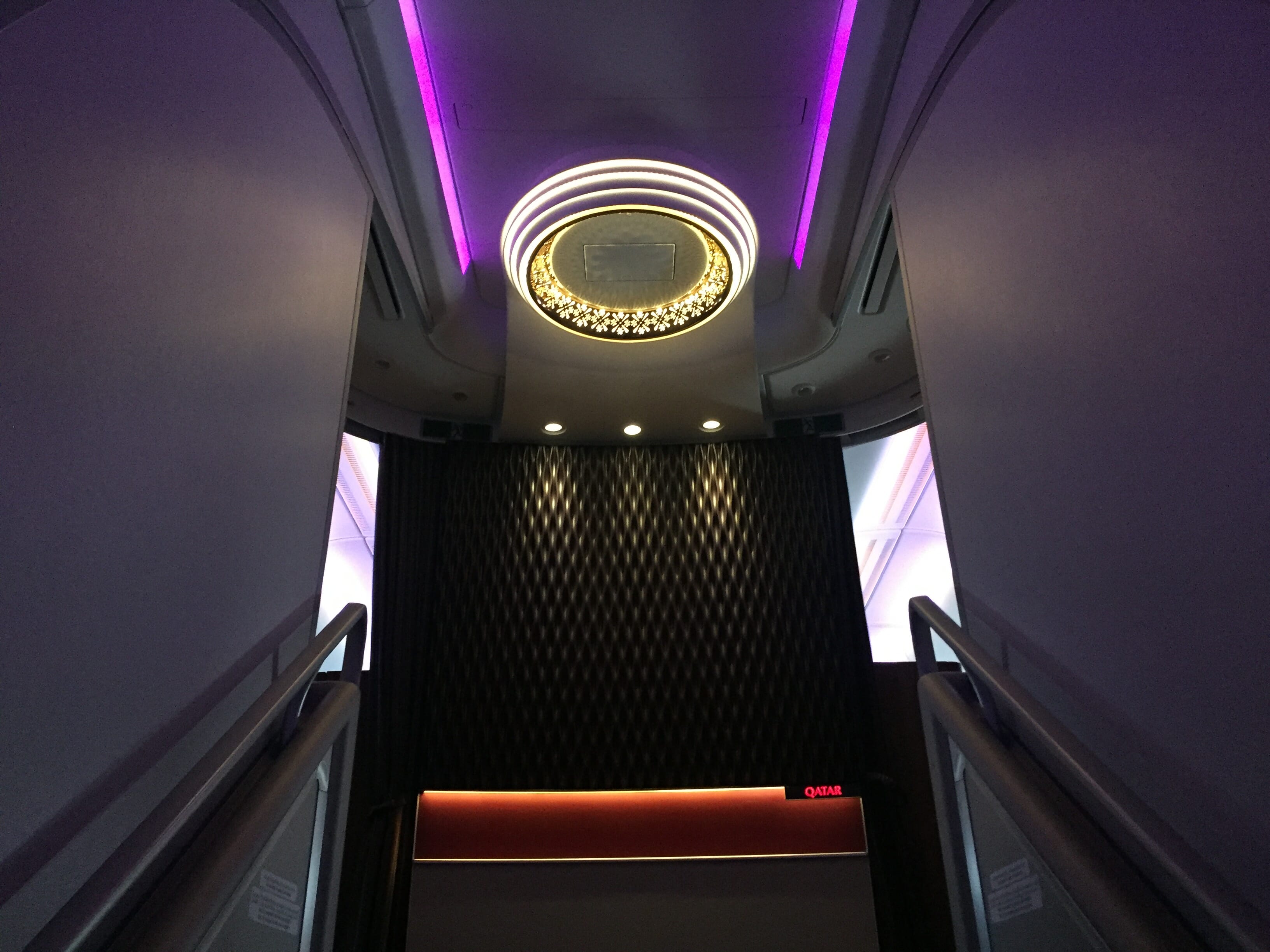 a ceiling with lights and stairs