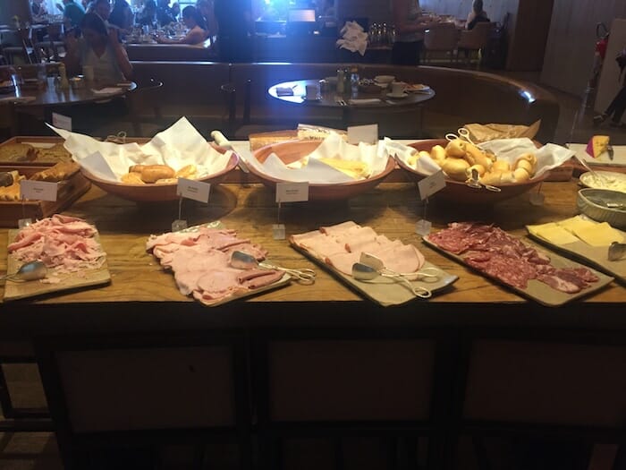 a table with different types of food on it