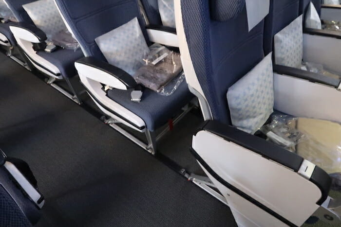 a row of seats in a plane