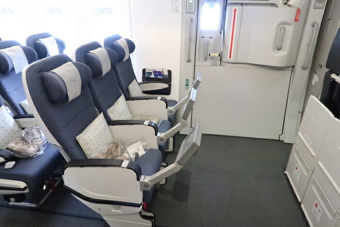 a row of seats in a plane