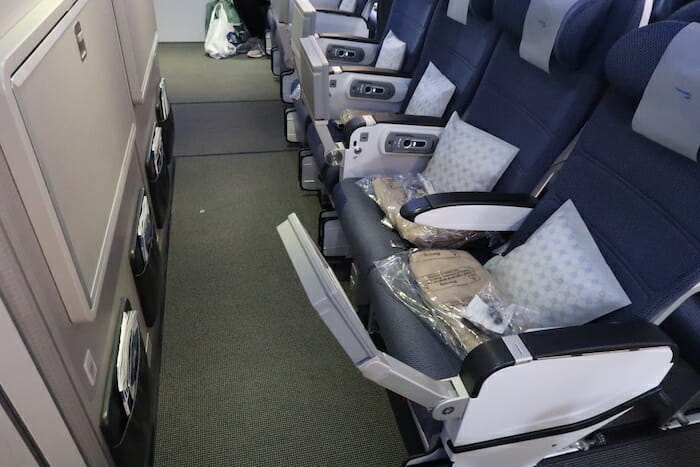 a row of seats in a plane