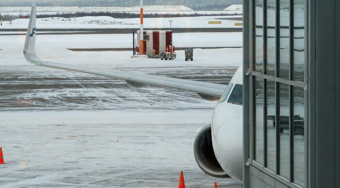 a plane on the snow