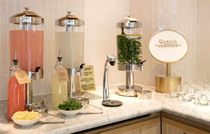 a group of drinks on a counter